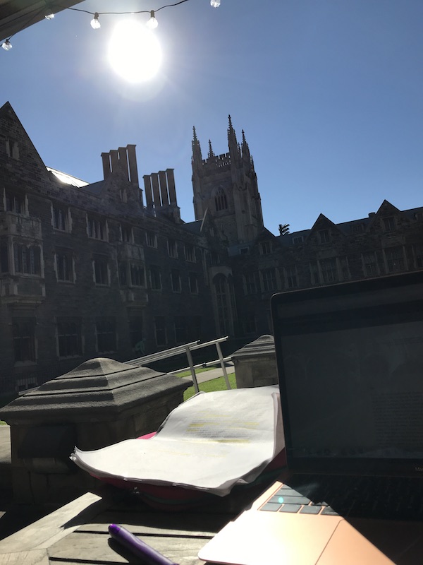 working outside at Hart House 