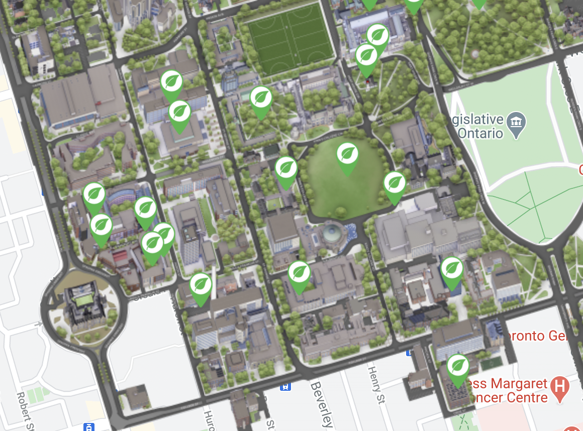 Screenshot of the U of T St. George Campus Interactive Map