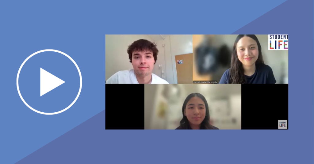 Justine, Kamilah and Shane on a Zoom call