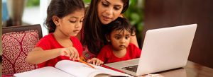 Mother homeschools daughters online