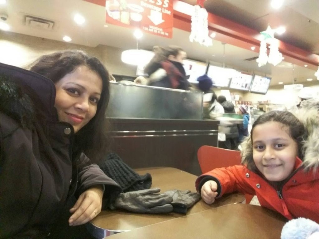 Shamim's wife and daughter at Time Hortons. 