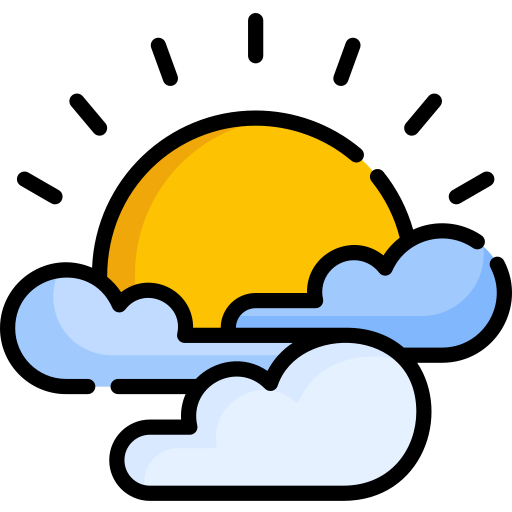 An icon of a sun shining through clouds. Icon made by https://www.freepik.com.