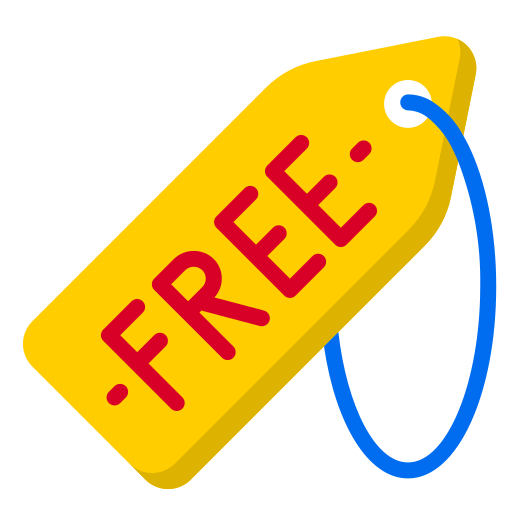 Icon of a price tag that says Free on it. Icon made by https://www.flaticon.com/authors/sripfrom https://www.flaticon.com