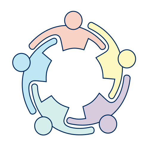 Five people linking arms creating a circle