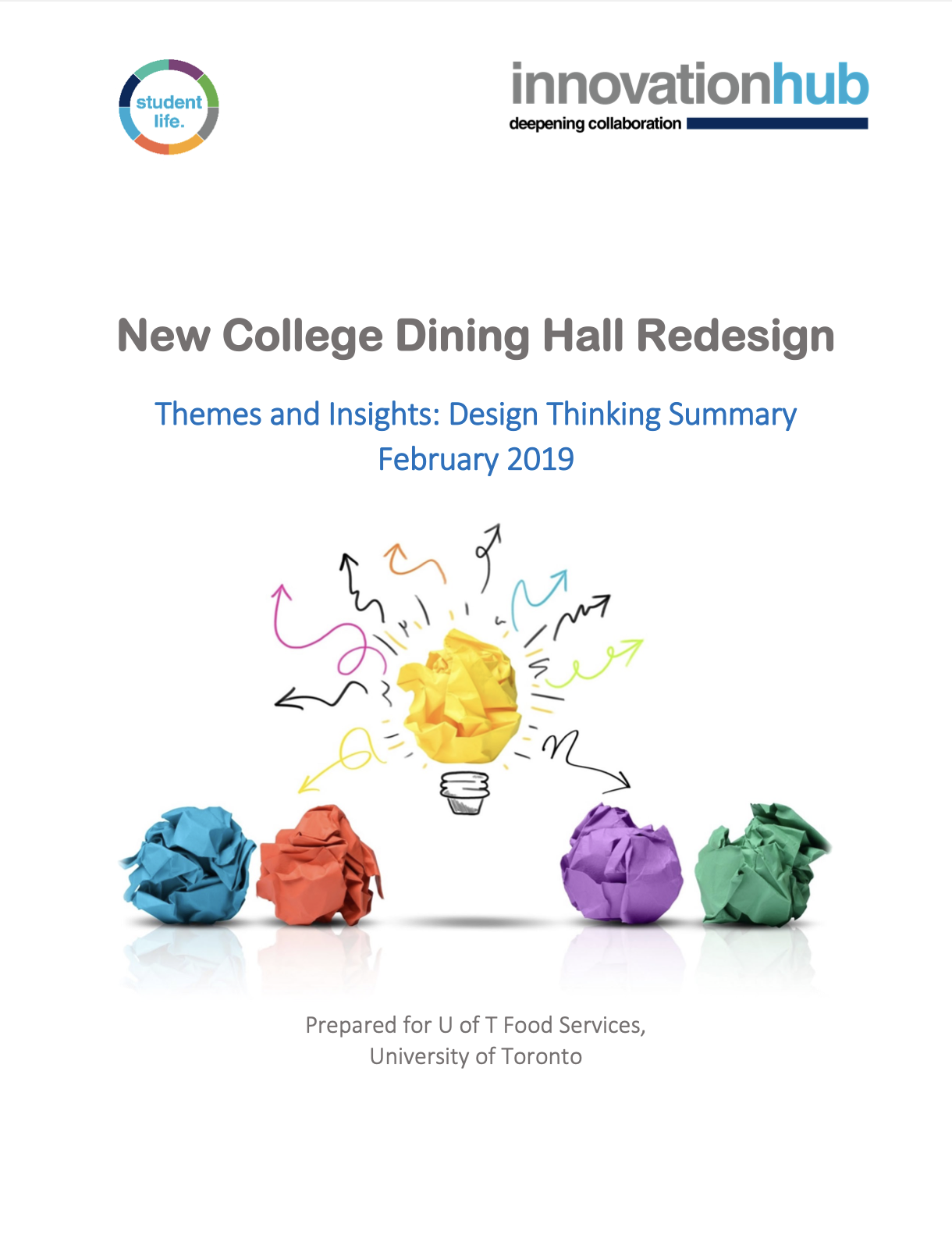 Report cover for Redesigning the New College Dining Hall