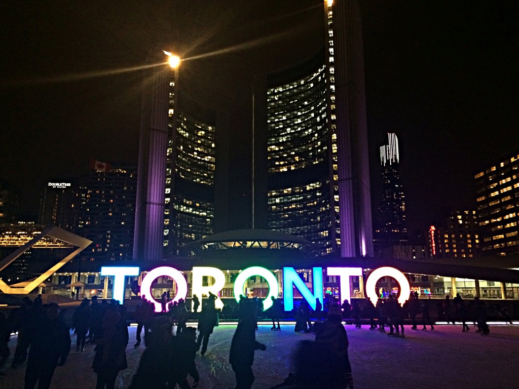 A picture of the Toronto sign in Nathan Philips Square