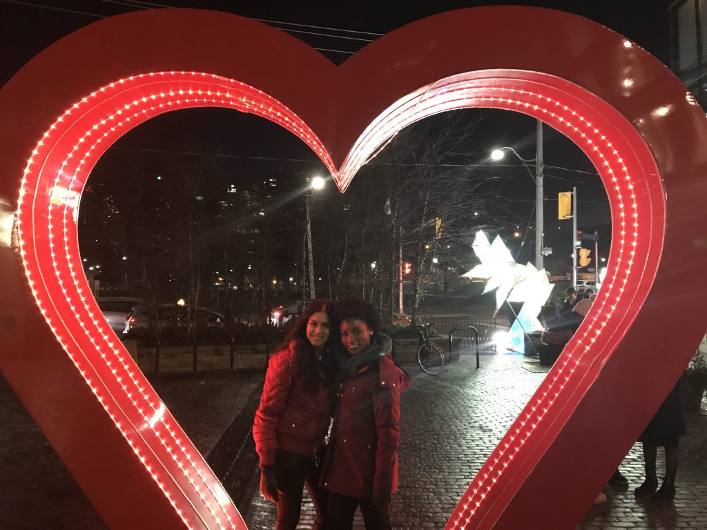 A picture of my friend and I at Toronto Lights Festival