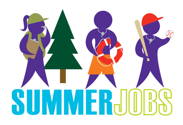 3 cartoon figures with "Summer Jobs" printed beneath
