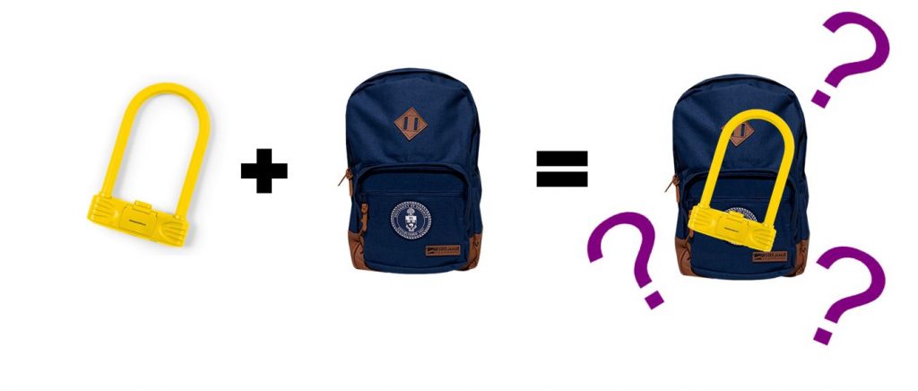 U lock and backpack