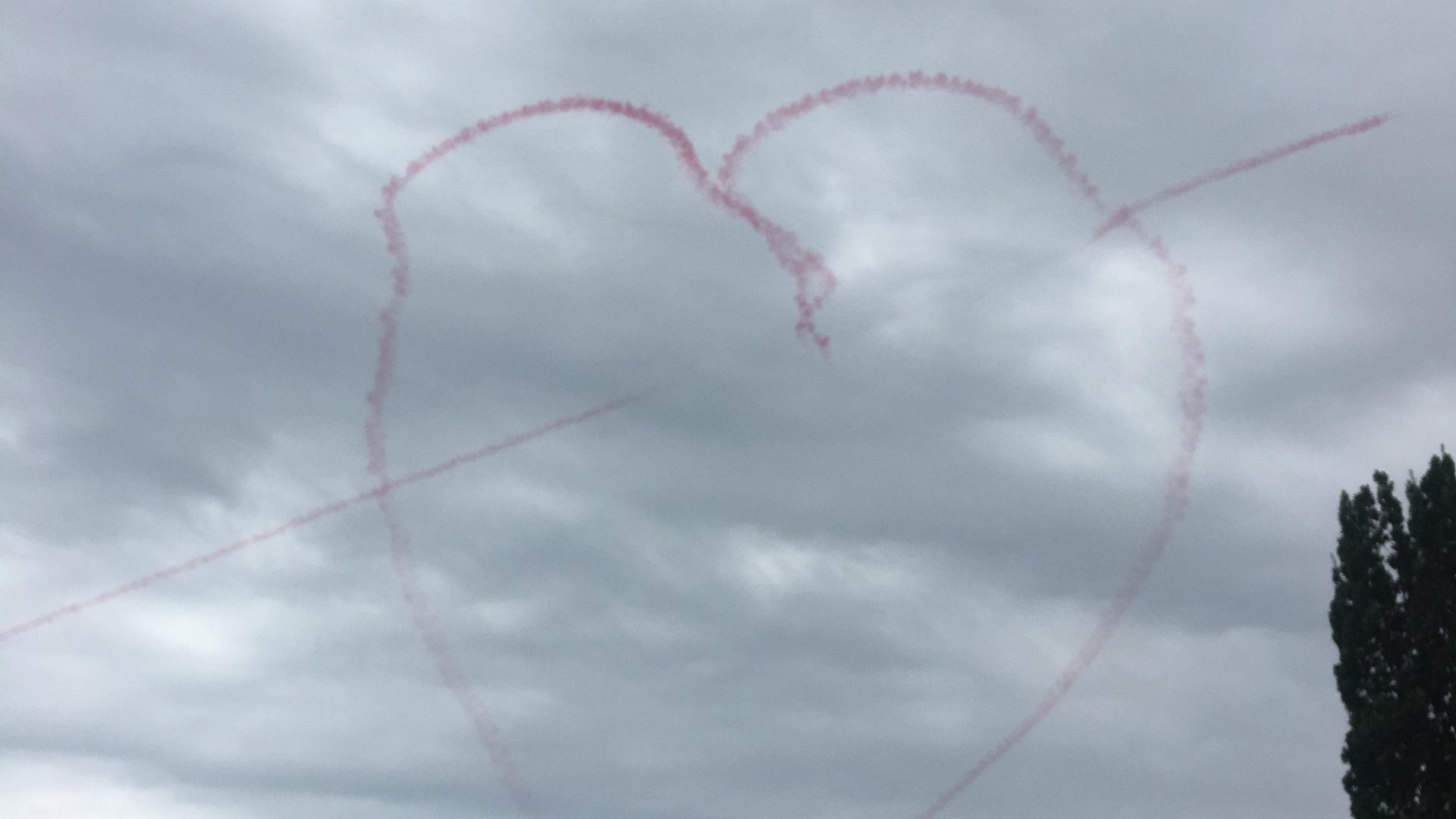 Heart with arrow through it during the air show CNE 2019