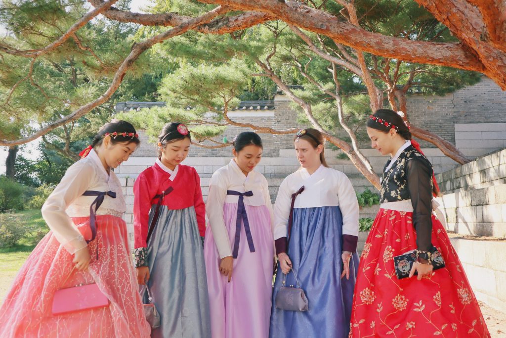 Girls wearing hanbok, traditional Korean clothing