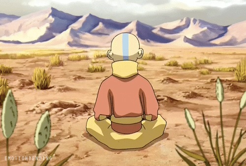 Aang from Avatar meditating.