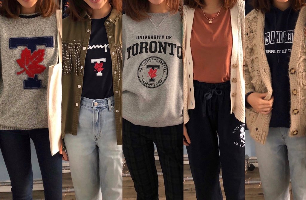 Picture of 5 outfits with U of T clohtes