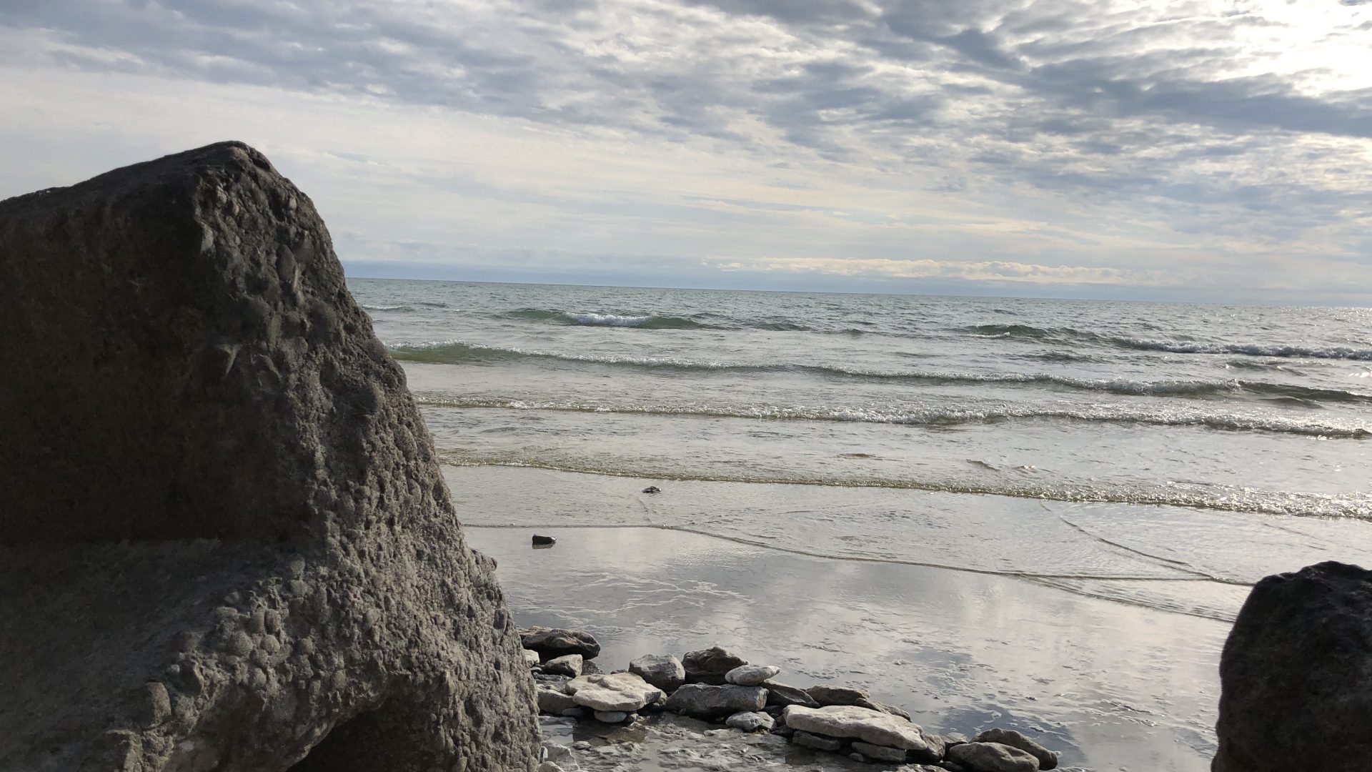 Beach and rocks.