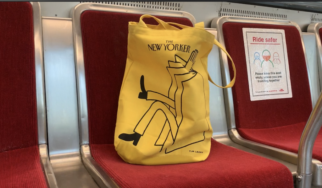 bag on a subway seat